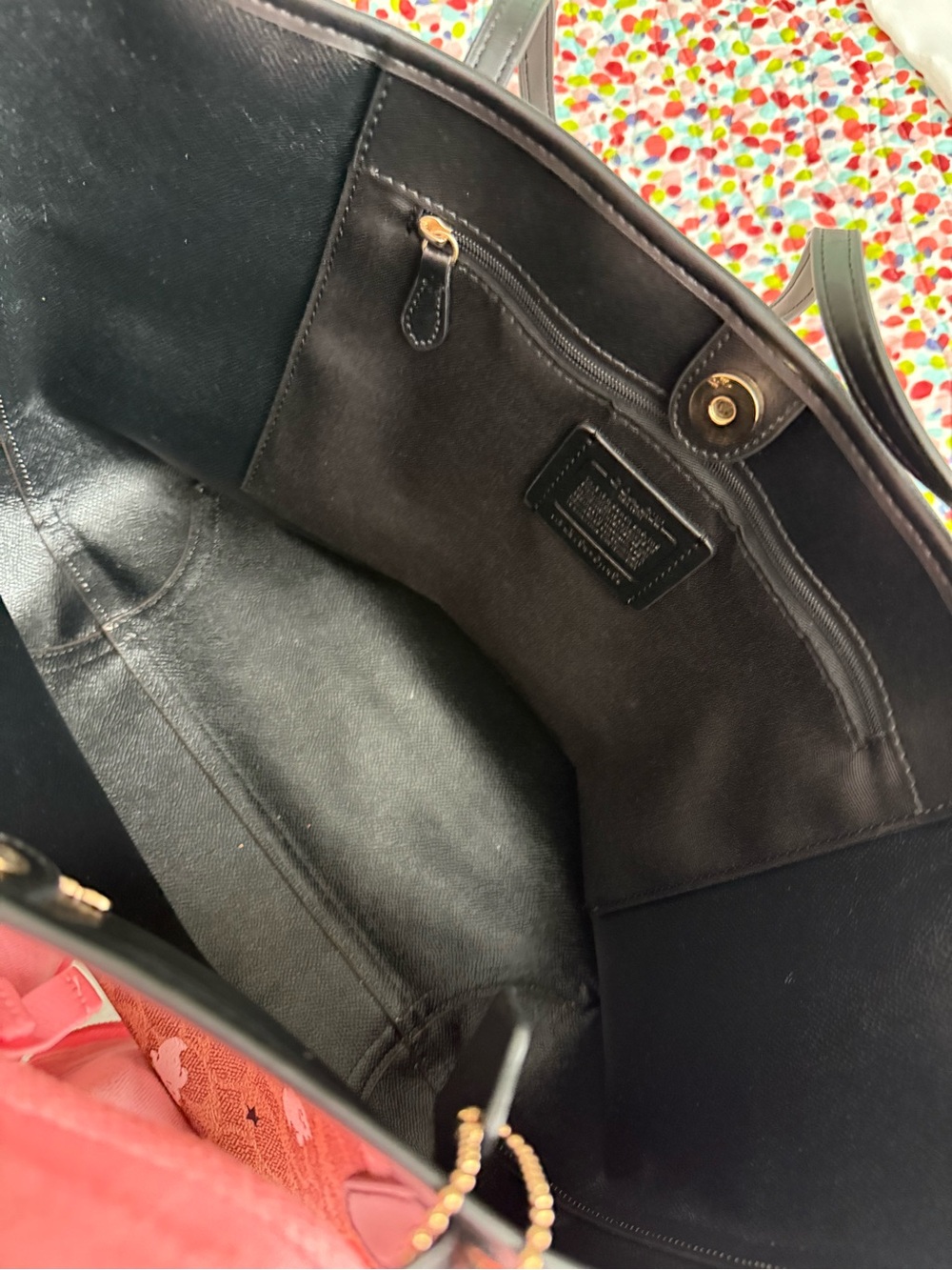 Coach Brown Signature Halloween Tote with Black Handles and Orange Accents - Picture 3 of 4